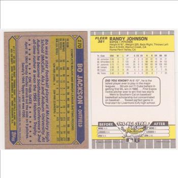 Rookies - Bo Jackson 1987 Topps + Randy Johnson 1989 Fleer Rookie Pair