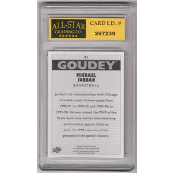 Graded 9 - Michael Jordan 2020 Upper Deck Goodwin Champions Goudey #G1 Card