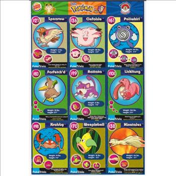 1999 Pokemon Master Trainer Collector Set Uncut 9 Card Sheet #9 w/ Poliwhirl + More