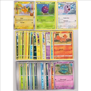 50 Different Pokemon Trading Cards w/ Pikachu HOLO + More