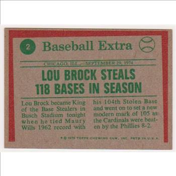 1975 Topps Lou Brock #2 Card - HOF'er