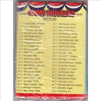 Sealed - 1987 Fleer Baseball Game Winners 44 Card Set