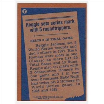 1978 Topps Reggie Jackson #7 Card - HOF'er
