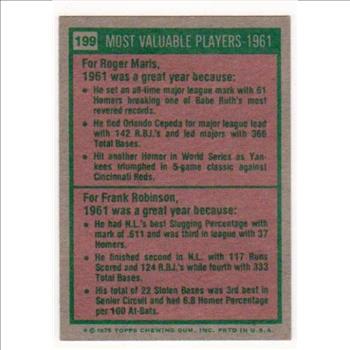 1975 Topps Roger Maris/Frank Robinson #199 Card