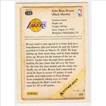 Kobe Bryant 2012 Panini Anthology #104 Card
