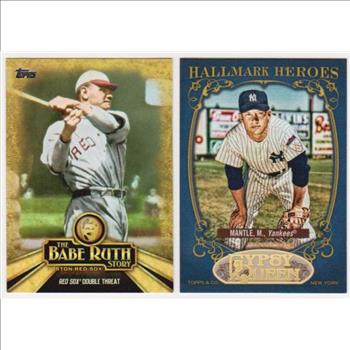 Babe Ruth + Mickey Mantle Baseball Card Pair