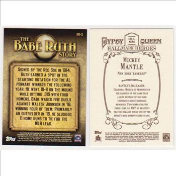 Babe Ruth + Mickey Mantle Baseball Card Pair