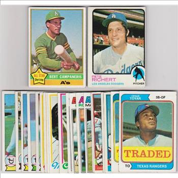 25 Different 1970's Topps Baseball Cards (1973-1979) w/ Bert Campaneris + More