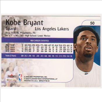 Kobe Bryant 1999-00 Skybox Impact #50 Card