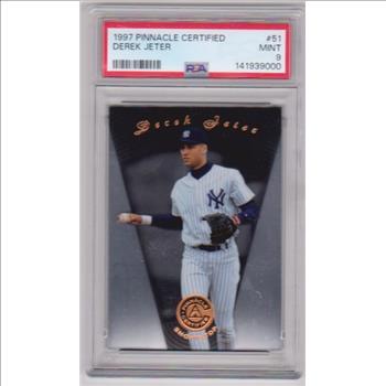 Graded PSA Mint 9 - Derek Jeter 1997 Pinnacle Certified #51 Card