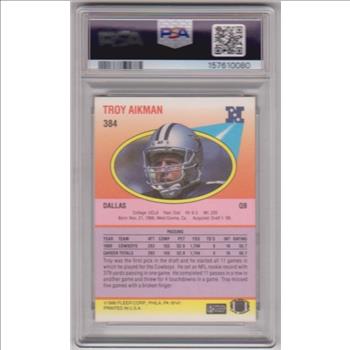 Graded PSA Mint 9 - Troy Aikman 1990 Fleer #384 Card