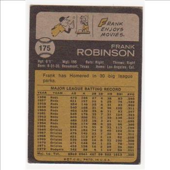 1973 Topps Frank Robinson #175 Card - HOF'er