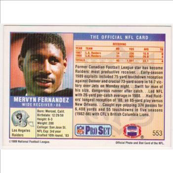 ERROR - Steve Young 1989 Pro Set WRONG BACK Super Bowl XXIV Card