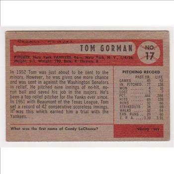 1954 Bowman Tom Gorman #17 Card - New York Yankees
