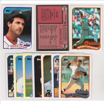 ERROR LOT - 10 Different 1989 Topps Baseball Wrong Back Errors - Fred Lynn + More