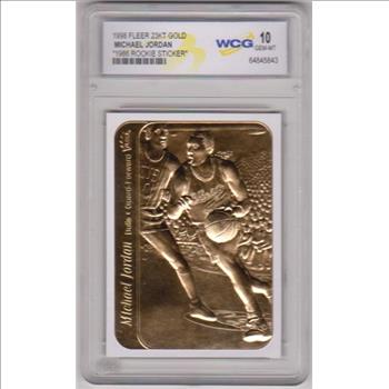 Graded Gem Mint 10 - Michael Jordan 1998 Fleer '86 Rookie Sticker 23 Kt Gold Card