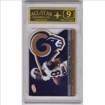 Graded 9 - Marshall Faulk 2001 Pacific Prism Atomic #118 Card