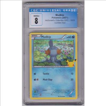 Graded CGC NM/Mint 8 - Mudkip 2021 Pokemon McDonald's Collection Confetti Holo #19/25 Card