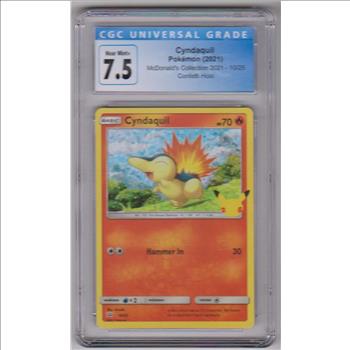 Graded CGC Near Mint+ 7.5 - Cyndaquil 2021 Pokemon McDonald's Collection CONFETTI HOLO #10/25 Card