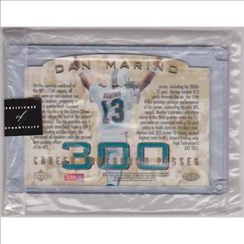 1994 Upper Deck Authenticated Dan Marino 300 Touchdown Passes 3.5x5 C-Card