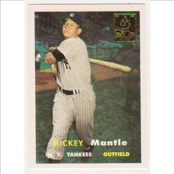 Mickey Mantle 1957 Topps #95 Commemorative Card - 1996 Topps #7 of 19 Insert Card