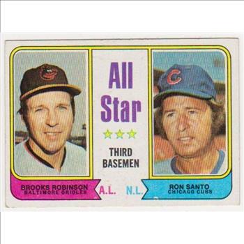1974 Topps Brooks Robinson + Ron Santo #334 Card - HOF'ers