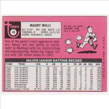 1969 Topps Maury Wills #45 Card
