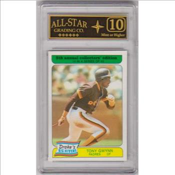 Graded 10 - Tony Gwynn 1985 Topps Drake's Big Hitters #14 Card