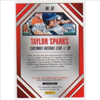 #60/60 Produced - Taylor Sparks 2014 Panini Prizm Perennial Draft Picks Prospect Signatures #58 Certified Autographed Insert Rookie Card