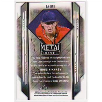 Signed Rookie - Doug Nikhazy 2021 Leaf Metal Draft #BA-DN1 Insert Card