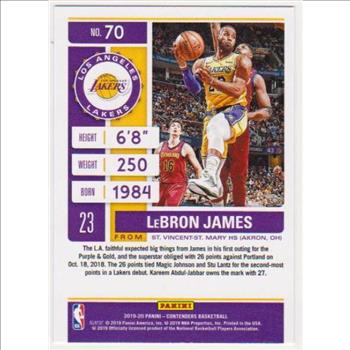 Lebron James 2019-20 Panini Contenders #70 Card
