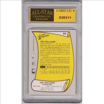 Graded 10 - Ted Williams 1988 Pacific Baseball Legends #50 Card