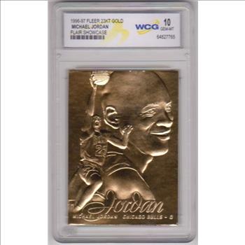 Graded Gem Mint 10 - Michael Jordan 1996-97 Fleer Flair Showcase 23 Kt Gold Card