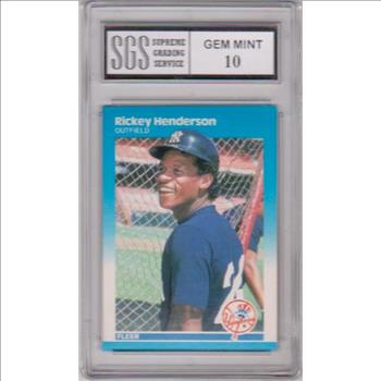 Graded Gem Mint 10 - Rickey Henderson 1987 Fleer #101 Card