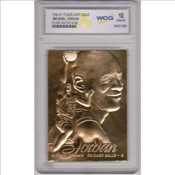 Graded Gem Mint 10 - Michael Jordan 1996-97 Fleer Flair Showcase 23 Kt Gold Card