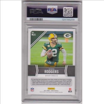 Graded PSA Gem Mint 10 - Aaron Rodgers 2021 Score Next Level Stats #NL4 Insert Card
