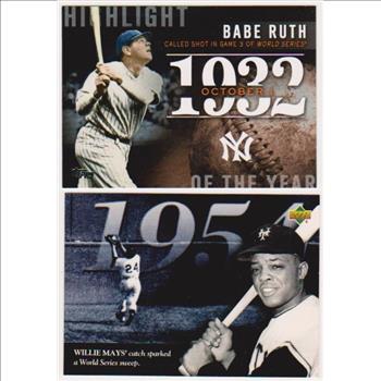Babe Ruth + Willie Mays Baseball Card Pair