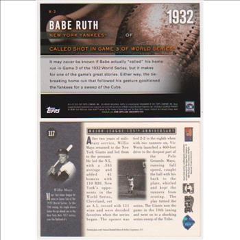Babe Ruth + Willie Mays Baseball Card Pair