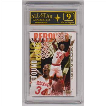 Graded 9 - Hakeem Olajuwon 1994-95 Fleer Ultra Rebound King #6 Insert Card
