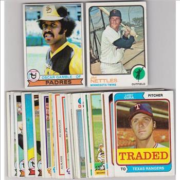 25 Different 1970's Topps Baseball Cards (1973-1979) w/ Oscar Gamble + More
