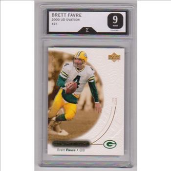 Graded Sigma Mint 9 - Brett Favre 2000 Upper Deck Ovation #21 Card