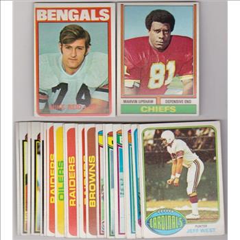 24 Different 1970's Topps Football Cards (1972-1979) W/ Mike Reid + More