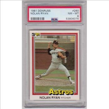 Graded PSA NM-MT 8 - Nolan Ryan 1981 Donruss #260 Card