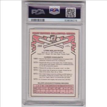 Graded PSA NM-MT 8 - Nolan Ryan 1981 Donruss #260 Card