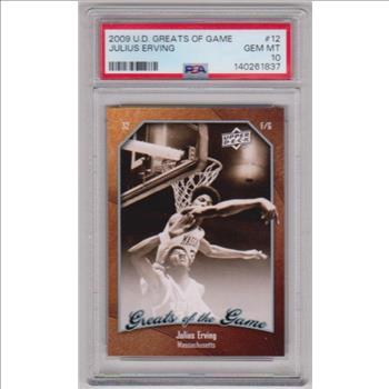 Graded PSA Gem Mint 10 - Julius Erving 2009-10 Upper Deck Greats Of The Game #12 Card