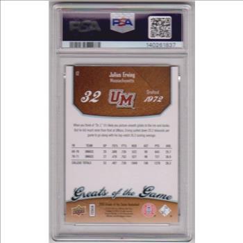 Graded PSA Gem Mint 10 - Julius Erving 2009-10 Upper Deck Greats Of The Game #12 Card