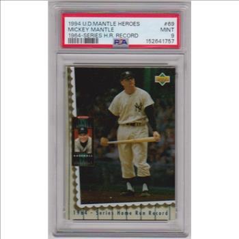Graded PSA Mint 9 - Mickey Mantle 1994 Upper Deck Baseball Heroes #69 Insert Card