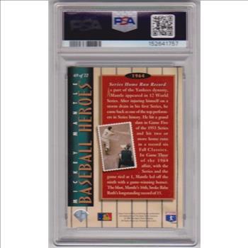 Graded PSA Mint 9 - Mickey Mantle 1994 Upper Deck Baseball Heroes #69 Insert Card