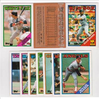 ERROR LOT - 10 Assorted 1988 Topps Baseball Wrong Back Errors w/ Ellis Burks + More