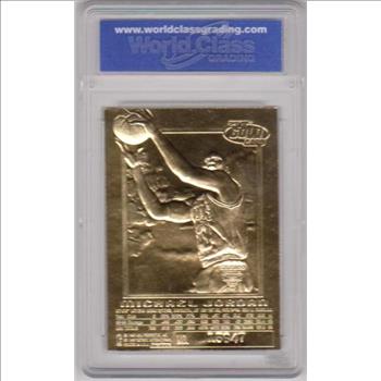 Graded Gem Mint 10 - Michael Jordan 1996-97 Skybox EX-2000 Credentials Holographic Refractor 23 Kt Gold Card